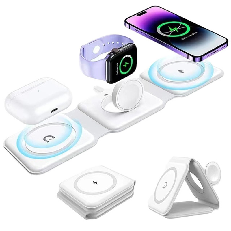 Wireless Charger 3 In 1 - Cargador inalámbrico plegable magnético 3 en