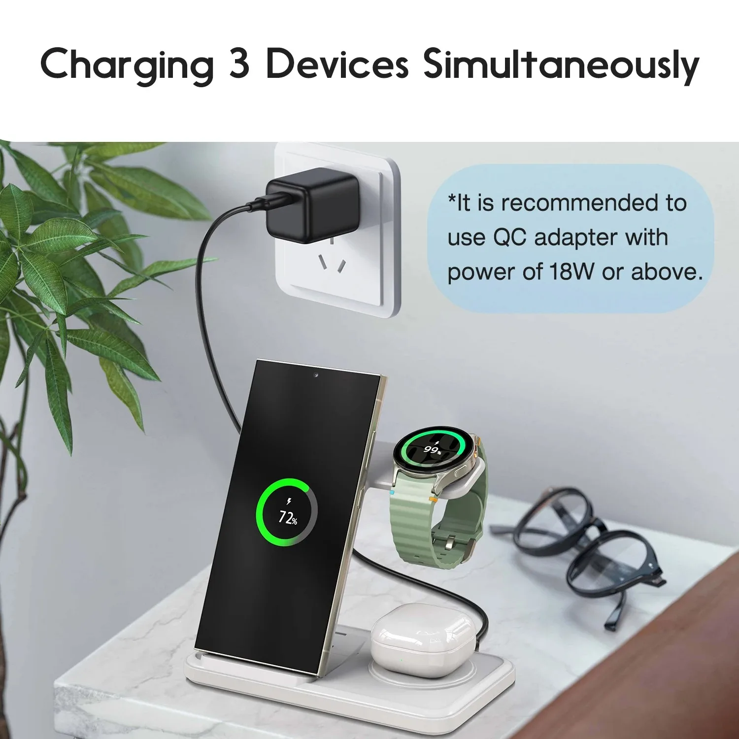 Estación de carga inalámbrica  - Wireless Charger 3 In 1 reseña y precio