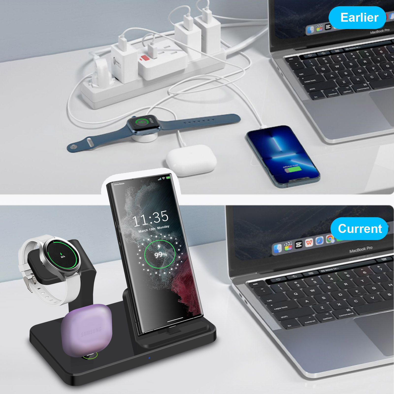 Base de Carga Inalámbrica 3 en - Wireless Charger 3 In 1 reseña y precio