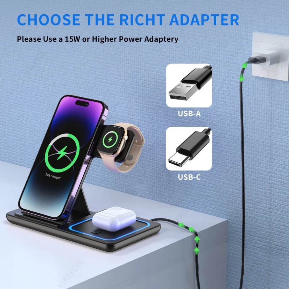 Estación de Carga Inalámbrica  - Wireless Charger 3 In 1 reseña y precio